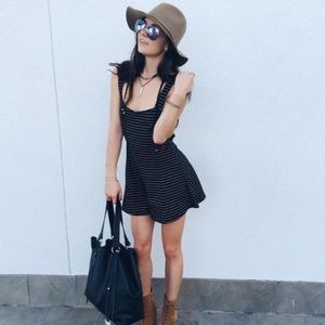 Black and white striped romper with Back Cutout